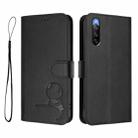 For Sony Xperia 10 V Litter Panda Embossing RFID Leather Phone Case with Lanyard(Black) - 2