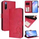 For Sony Xperia 10 V Litter Panda Embossing RFID Leather Phone Case with Lanyard(Rose Red) - 1