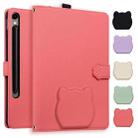For Samsung Galaxy Tab S10 FE+ Cat Skin-feel Litchi Leather Tablet Case(Watermelon Red) - 1