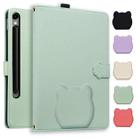 For Samsung Galaxy Tab S10 FE+ Cat Skin-feel Litchi Leather Tablet Case(Green) - 1