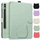 For Samsung Galaxy Tab S10 Ultra / S9 Ultra Cat Skin-feel Litchi Leather Tablet Case(Green) - 1