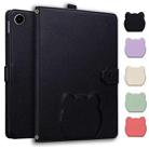 For Samsung Galaxy Tab A9+ Cat Skin-feel Litchi Leather Tablet Case(Black) - 1