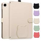 For Samsung Galaxy Tab A9+ Cat Skin-feel Litchi Leather Tablet Case(Apricot White) - 1