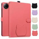 For Xiaomi Redmi Pad SE 8.7 Cat Skin-feel Litchi Leather Tablet Case(Watermelon Red) - 1