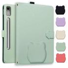 For Lenovo Tab P12 12.7 2023 Cat Skin-feel Litchi Leather Tablet Case(Green) - 1