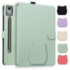 For Lenovo Xiaoxin Pad Pro 12.7 2025 Cat Skin-feel Litchi Leather Tablet Case(Green) - 1