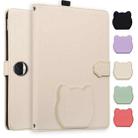 For Honor Pad 9 12.1 2023 / HEY2-W09 Cat Skin-feel Litchi Leather Tablet Case(Apricot White) - 1