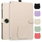 For OnePlus Pad GO / OPPO Pad Air 2 2023 Cat Skin-feel Litchi Leather Tablet Case(Apricot White) - 1
