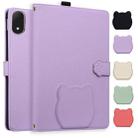 For OnePlus Pad 3 Global / OPPO Pad 4 Pro Cat Skin-feel Litchi Leather Tablet Case(Purple) - 1