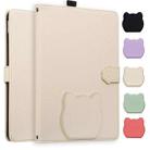 For Amazon Kindle Paperwhite 12th Gen 2024 Cat Skin-feel Litchi Leather Smart Tablet Case(Apricot White) - 1