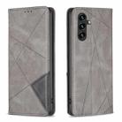 For Samsung Galaxy S25 FE 5G Rhombus Texture Magnetic Leather Phone Case(Grey) - 1