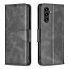 For Samsung Galaxy S25 FE 5G Lambskin Texture Pure Color Flip Leather Phone Case(Black) - 1