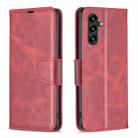 For Samsung Galaxy S25 FE 5G Lambskin Texture Pure Color Flip Leather Phone Case(Red) - 1