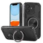 For iPhone 11 Three-core Mecha 360 Degree Rotation Magnetic Holder Phone Case(Black) - 1