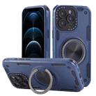 For iPhone 12 Pro Three-core Mecha 360 Degree Rotation Magnetic Holder Phone Case(Royal Blue) - 1