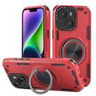For iPhone 14 Three-core Mecha 360 Degree Rotation Magnetic Holder Phone Case(Red) - 1