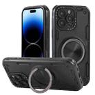 For iPhone 14 Pro Max Three-core Mecha 360 Degree Rotation Magnetic Holder Phone Case(Black) - 1