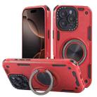 For iPhone 16 Pro Max Three-core Mecha 360 Degree Rotation Magnetic Holder Phone Case(Red) - 1