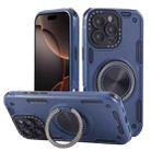 For iPhone 16 Pro Max Three-core Mecha 360 Degree Rotation Magnetic Holder Phone Case(Royal Blue) - 1