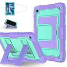 For Samsung Galaxy Tab S10 FE / S9 Big Holder Silicone Hydric PC Tablet Case with Shoulder Strap(Purple Mint) - 1