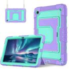 For Samsung Galaxy Tab S10 FE / S9 Big Holder Silicone Hydric PC Tablet Case with Shoulder Strap(Purple Mint) - 2