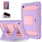 For Samsung Galaxy Tab S10 FE / S9 Big Holder Silicone Hydric PC Tablet Case with Shoulder Strap(Purple Rose Gold) - 1