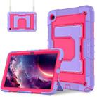 For Samsung Galaxy Tab S10 FE / S9 Big Holder Silicone Hydric PC Tablet Case with Shoulder Strap(Purple Rose Red) - 2