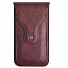 VIETAO Dual-Layer Pockets Crazy Horse Waist-Hanging Phone Bag(Wine Red) - 1