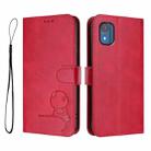 For Nokia C02 Litter Panda Embossing RFID Leather Phone Case with Lanyard(Rose Red) - 2