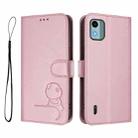 For Nokia C12 Litter Panda Embossing RFID Leather Phone Case with Lanyard(Pink) - 2
