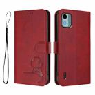For Nokia C12 Litter Panda Embossing RFID Leather Phone Case with Lanyard(Wine Red) - 2