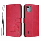 For Nokia C12 Litter Panda Embossing RFID Leather Phone Case with Lanyard(Rose Red) - 2