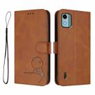 For Nokia C12 Litter Panda Embossing RFID Leather Phone Case with Lanyard(Brown) - 2