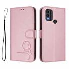 For Nokia C22 Litter Panda Embossing RFID Leather Phone Case with Lanyard(Pink) - 2
