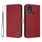 For Nokia C22 Litter Panda Embossing RFID Leather Phone Case with Lanyard(Wine Red) - 2