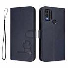 For Nokia C22 Litter Panda Embossing RFID Leather Phone Case with Lanyard(Blue) - 2