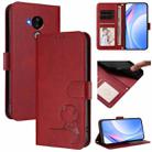 For Nokia C30 Litter Panda Embossing RFID Leather Phone Case with Lanyard(Wine Red) - 1