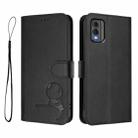 For Nokia C32 Litter Panda Embossing RFID Leather Phone Case with Lanyard(Black) - 2