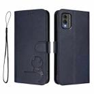 For Nokia C32 Litter Panda Embossing RFID Leather Phone Case with Lanyard(Blue) - 2