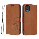 For Nokia C32 Litter Panda Embossing RFID Leather Phone Case with Lanyard(Brown) - 2