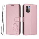 For Nokia G11 / G21 4G Litter Panda Embossing RFID Leather Phone Case with Lanyard(Pink) - 2