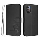 For Nokia G11 / G21 4G Litter Panda Embossing RFID Leather Phone Case with Lanyard(Black) - 2