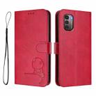 For Nokia G11 / G21 4G Litter Panda Embossing RFID Leather Phone Case with Lanyard(Rose Red) - 2