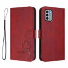 For Nokia G22 Litter Panda Embossing RFID Leather Phone Case with Lanyard(Wine Red) - 2