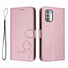 For Nokia G42 / G310 Litter Panda Embossing RFID Leather Phone Case with Lanyard(Pink) - 2