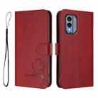 For Nokia X30 Litter Panda Embossing RFID Leather Phone Case with Lanyard(Wine Red) - 2