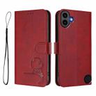For Nothing CMF Phone 1 Litter Panda Embossing RFID Leather Phone Case with Lanyard(Wine Red) - 2