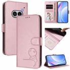 For Nothing Phone 2a Litter Panda Embossing RFID Leather Phone Case with Lanyard(Pink) - 1