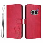 For Nothing Phone 2a Litter Panda Embossing RFID Leather Phone Case with Lanyard(Rose Red) - 2