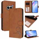For Nothing Phone 2a Litter Panda Embossing RFID Leather Phone Case with Lanyard(Brown) - 1